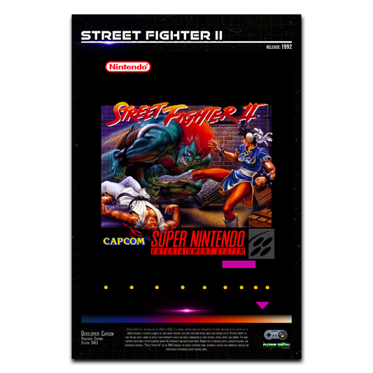 Street Fighter 2 SNES Gaming Cover Art Poster