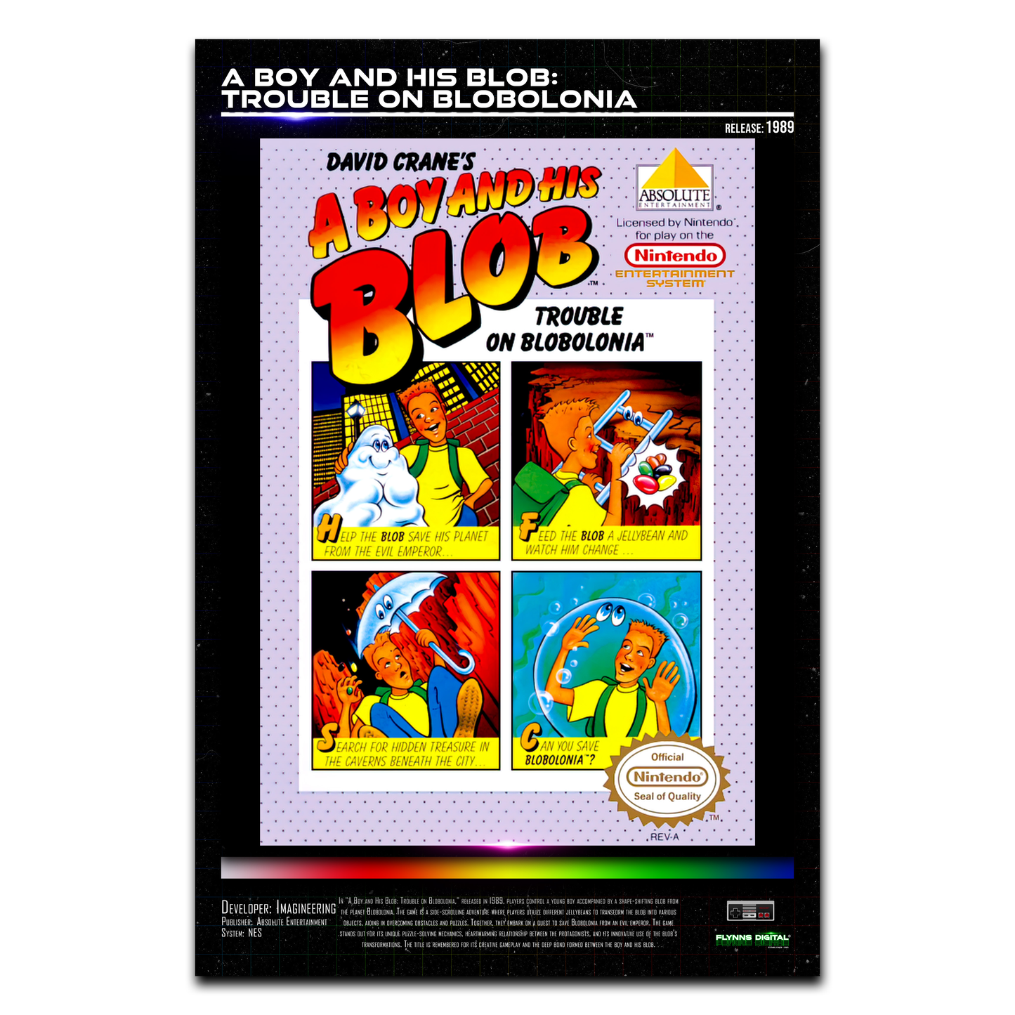 A Boy and His Blob NES Game Cover Art Poster