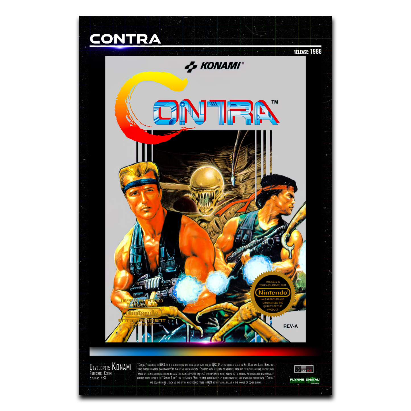 Contra NES Game Cover Art Poster