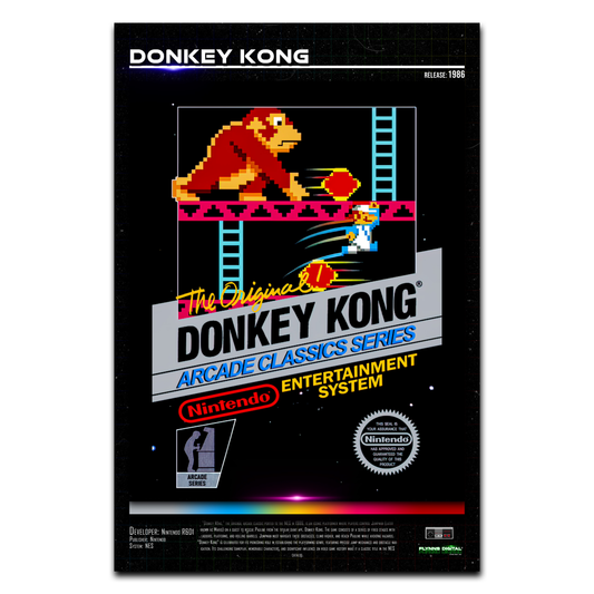 Donkey Kong NES Game Cover Art Poster