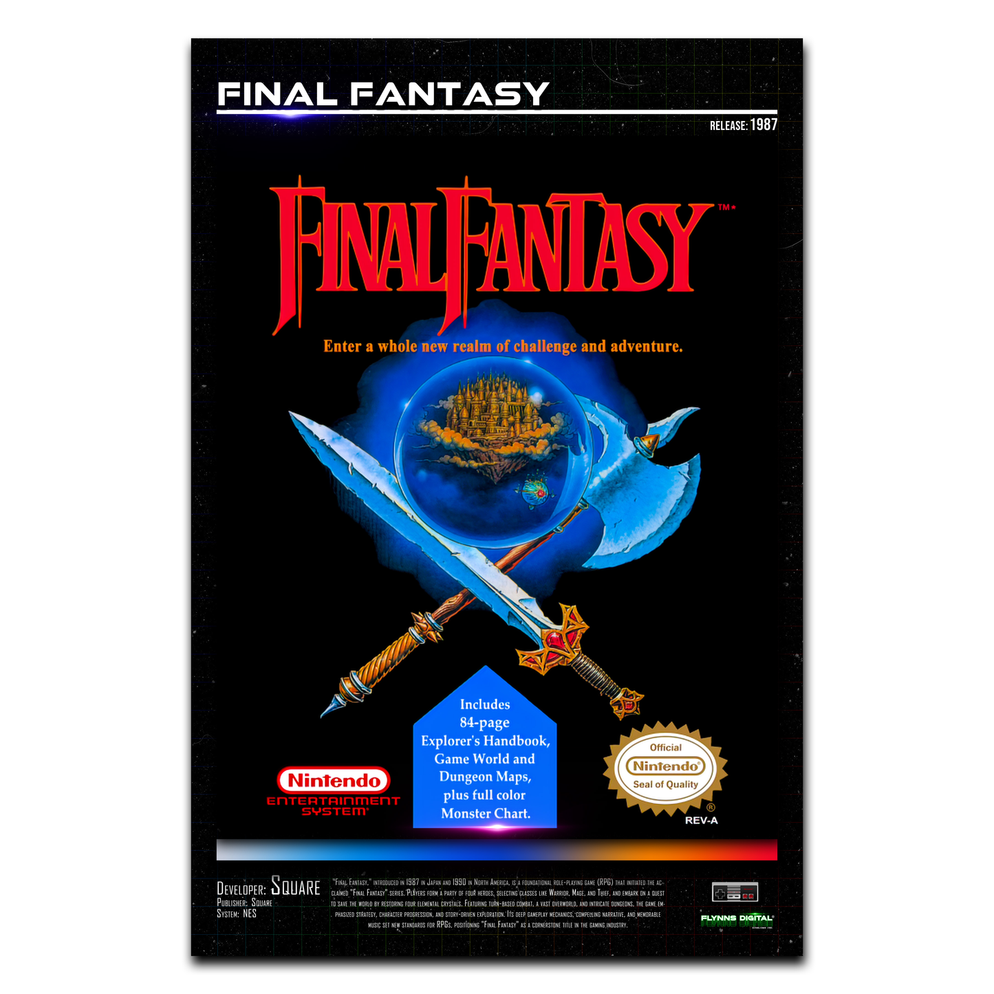 Final Fantasy NES Game Cover Art Poster