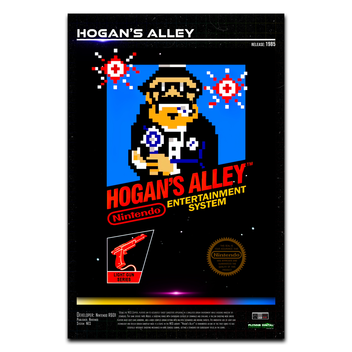 Hogans Alley NES Game Cover Art Poster