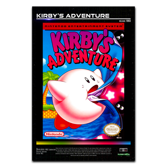 Kirby's Adventure NES Game Cover Art Poster