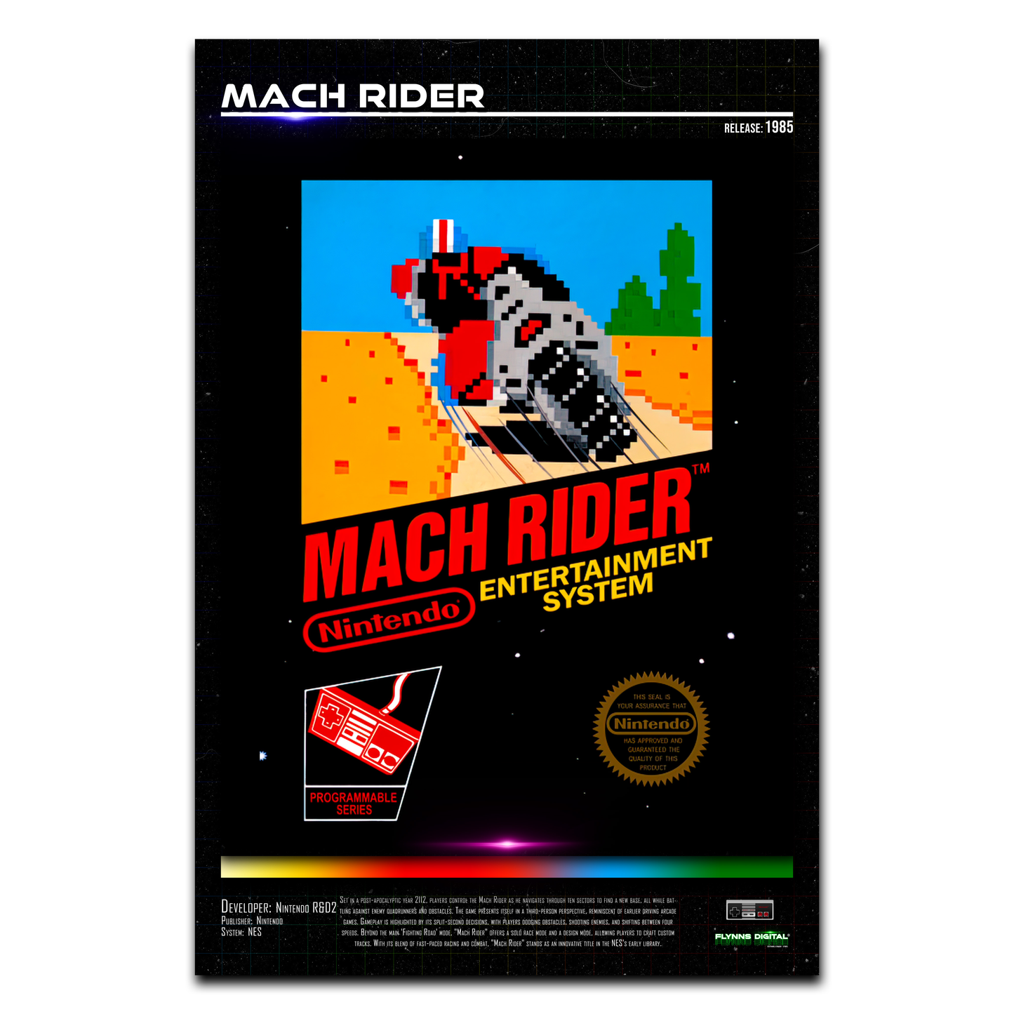 Mach Rider NES Game Cover Art Poster