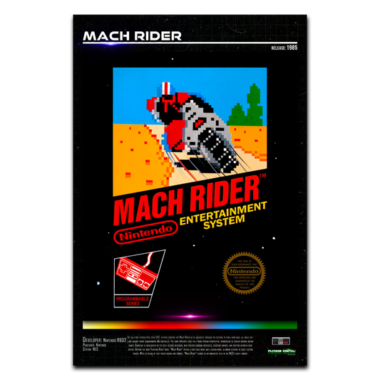 Mach Rider NES Game Cover Art Poster