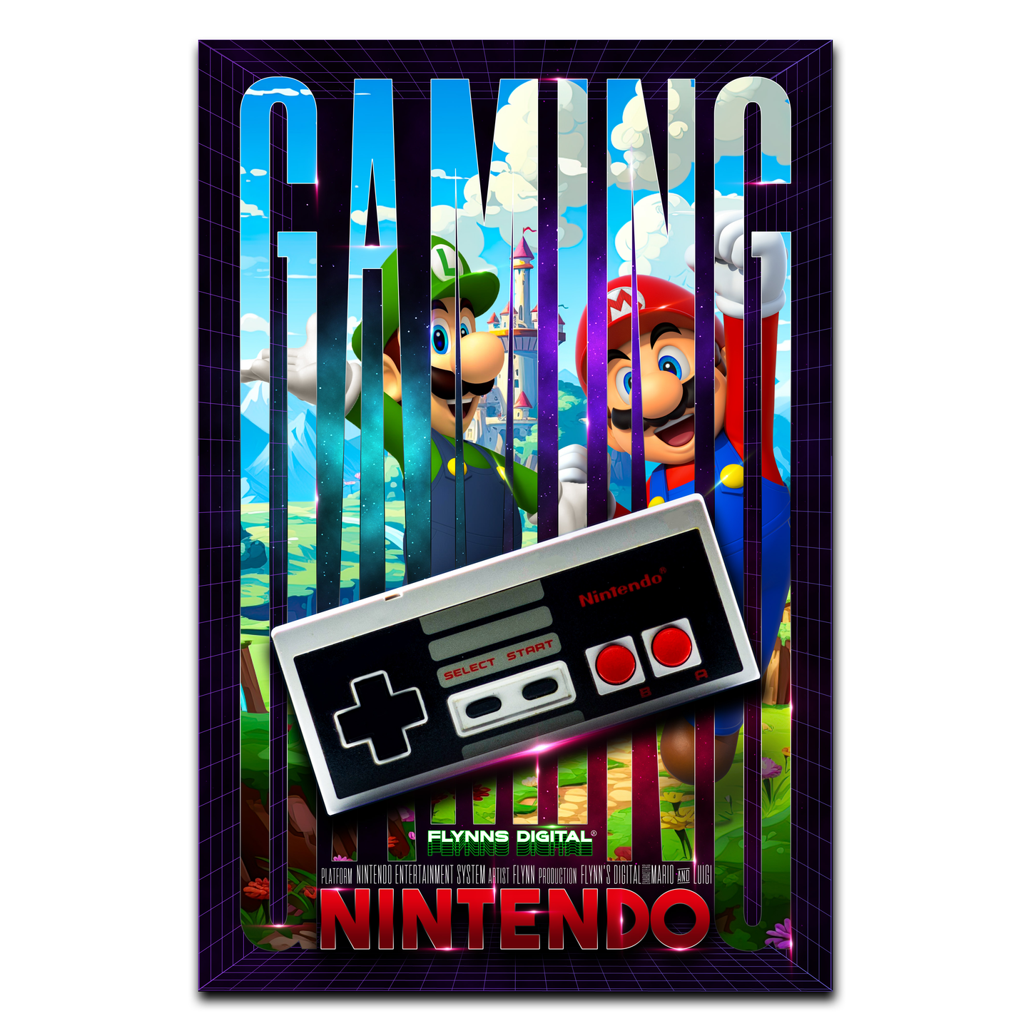 Mario & Luigi NES Game Cover Art Poster