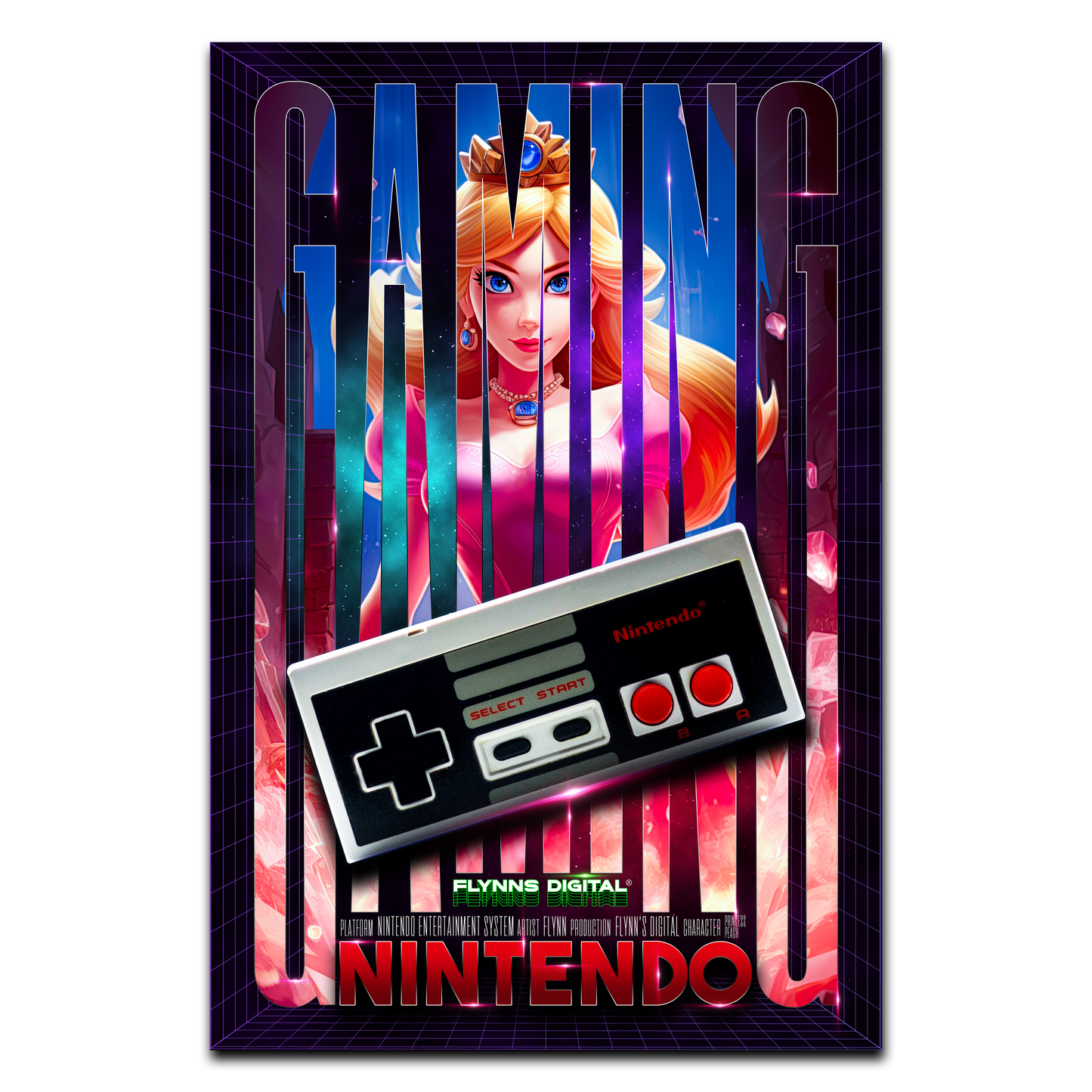 Princess Peach NES Gaming Poster