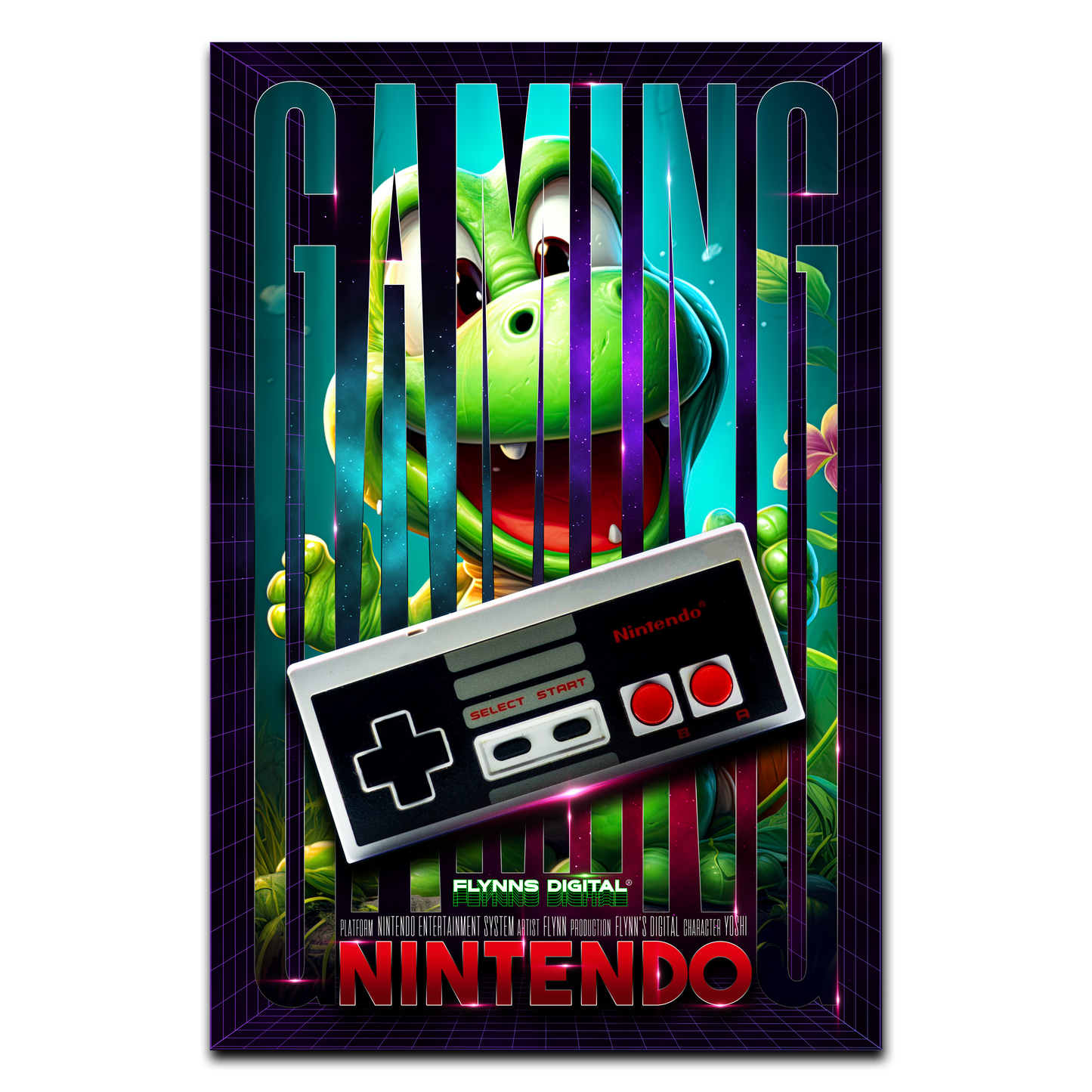 Yoshi NES Gaming Poster