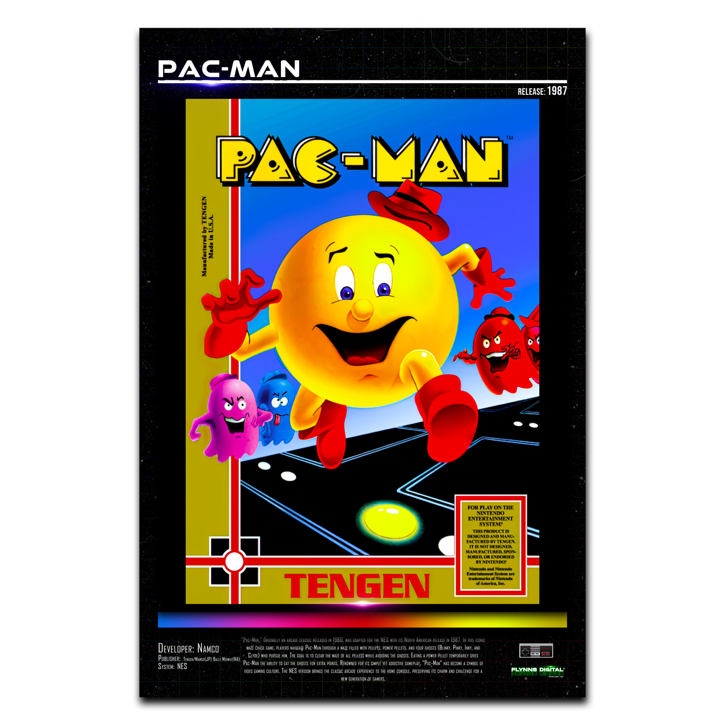 Pac-Man NES Game Cover Art Poster