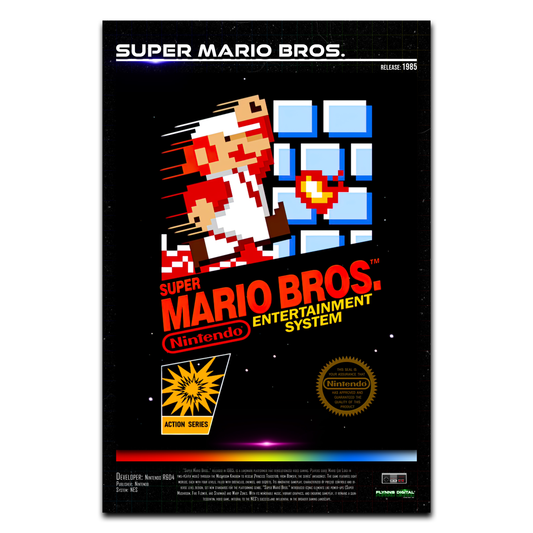 Super Mario Bros. NES Game Cover Art Poster