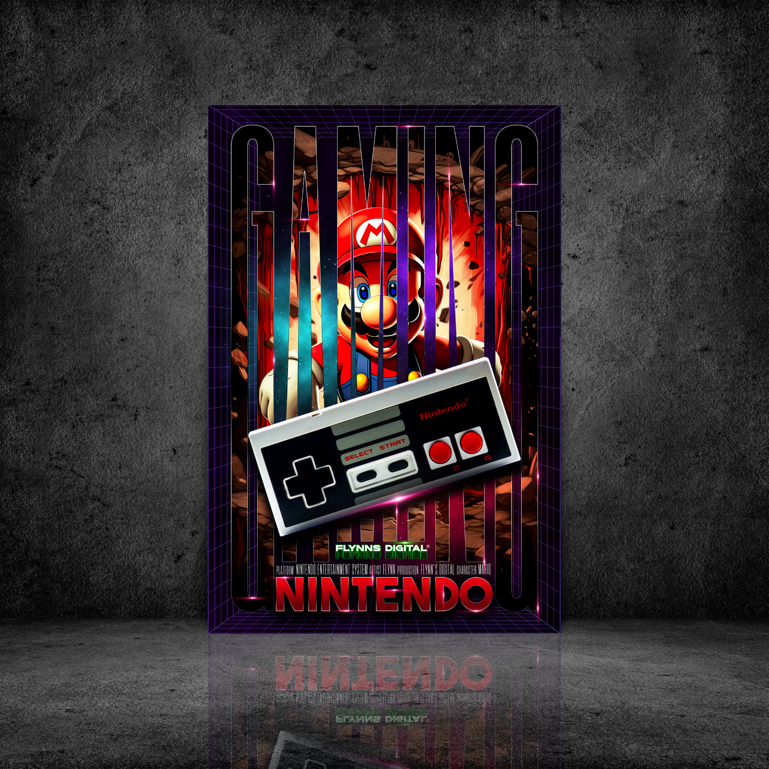 Mario NES Gaming Poster - Retro Flynn