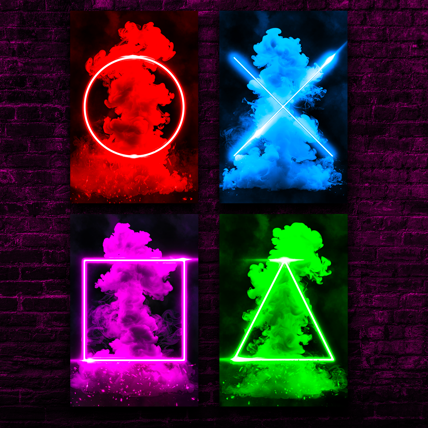 PlayStation Neon Button Posters - Retro Flynn