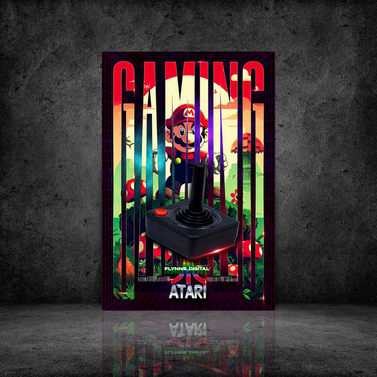 Mario Atari 2600 Gaming Poster - Retro Flynn