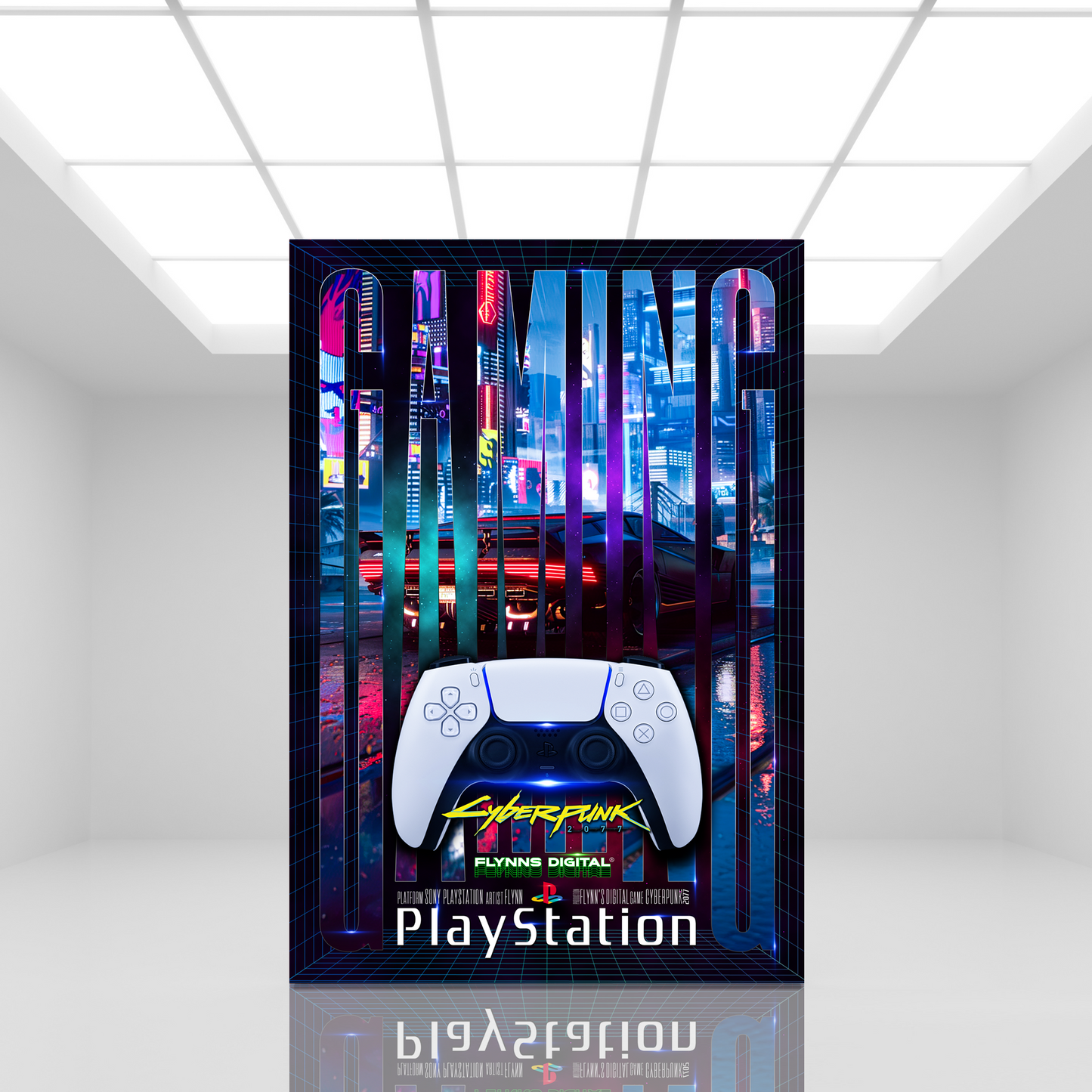 Cyberpunk 2077 PlayStation 5 Gamer Poster - Retro Flynn