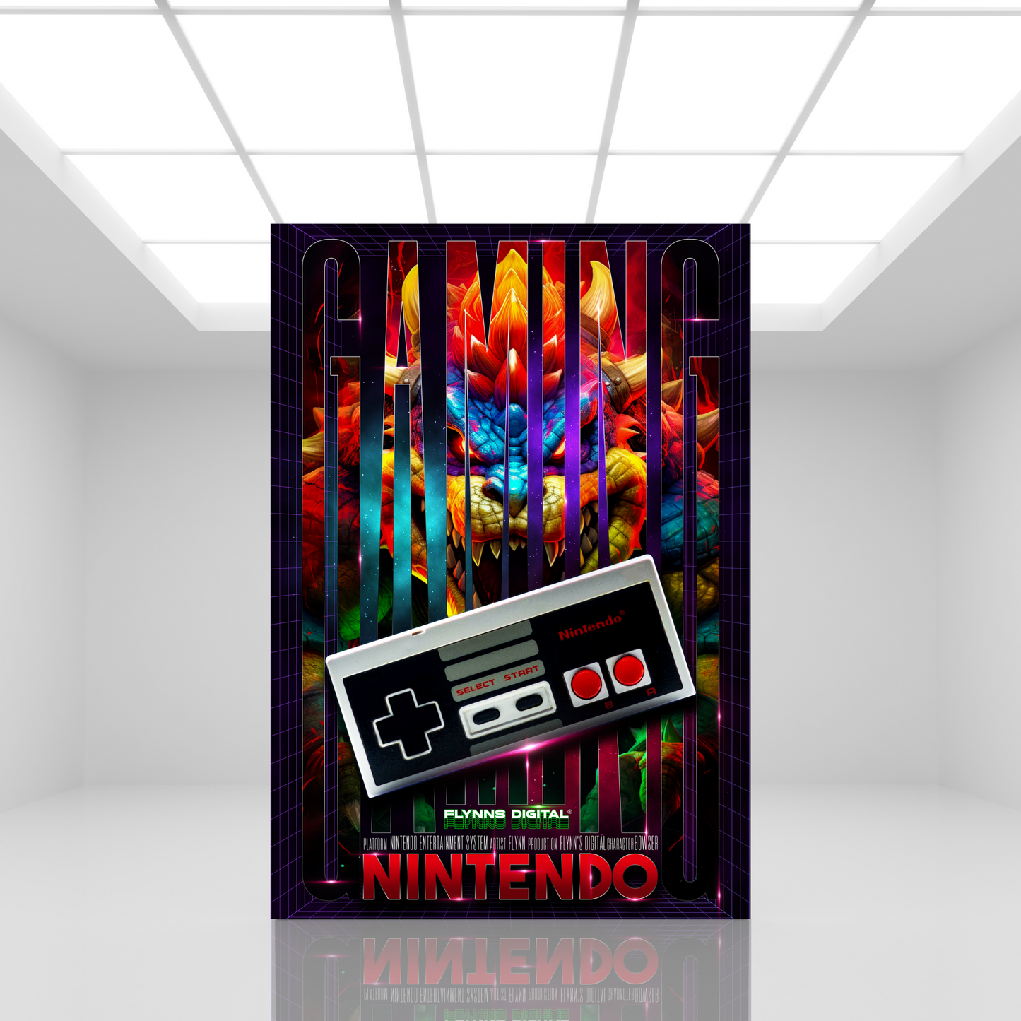 Bowser NES Gaming Poster - Retro Flynn