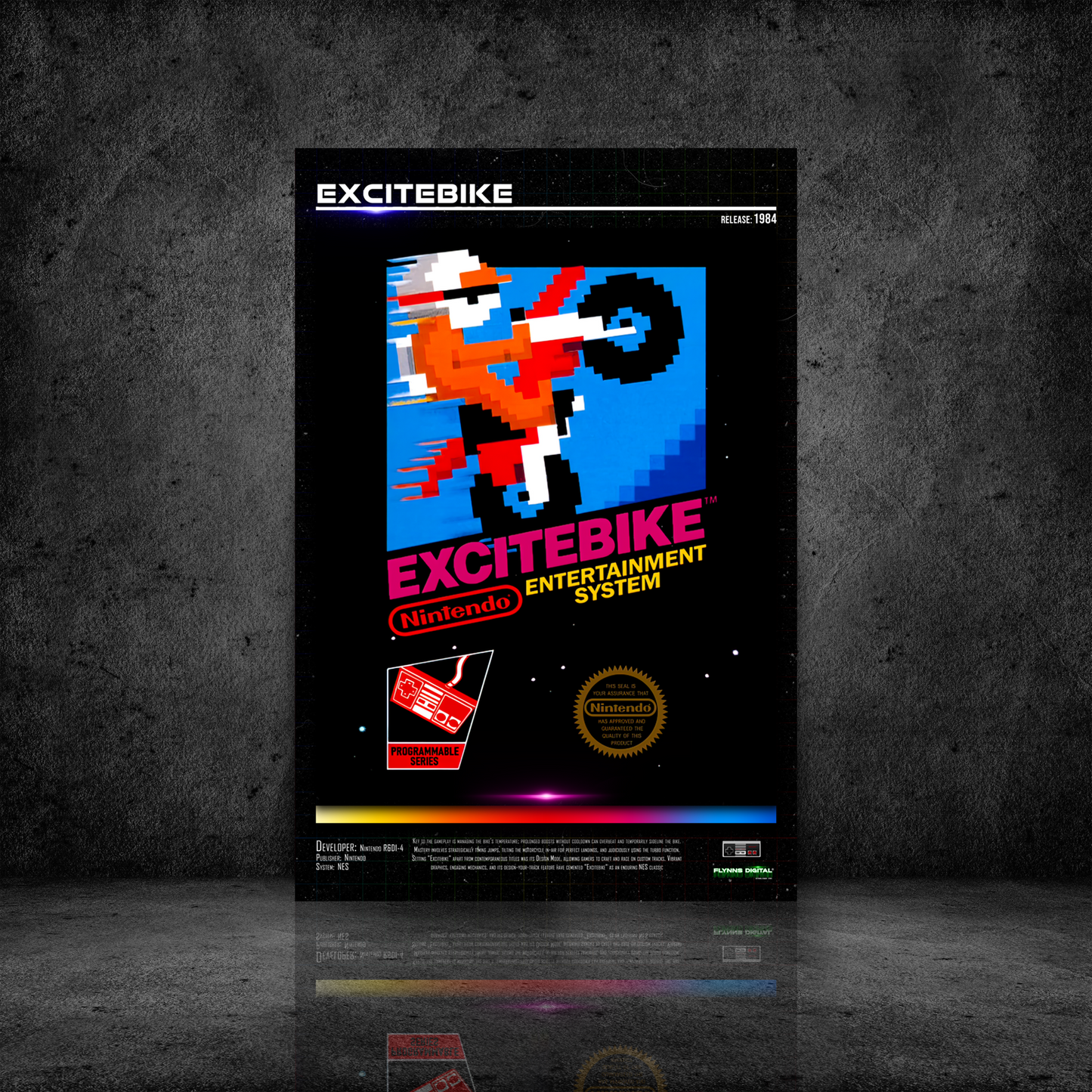 ExciteBike NES Game Cover Art Poster - Retro Flynn