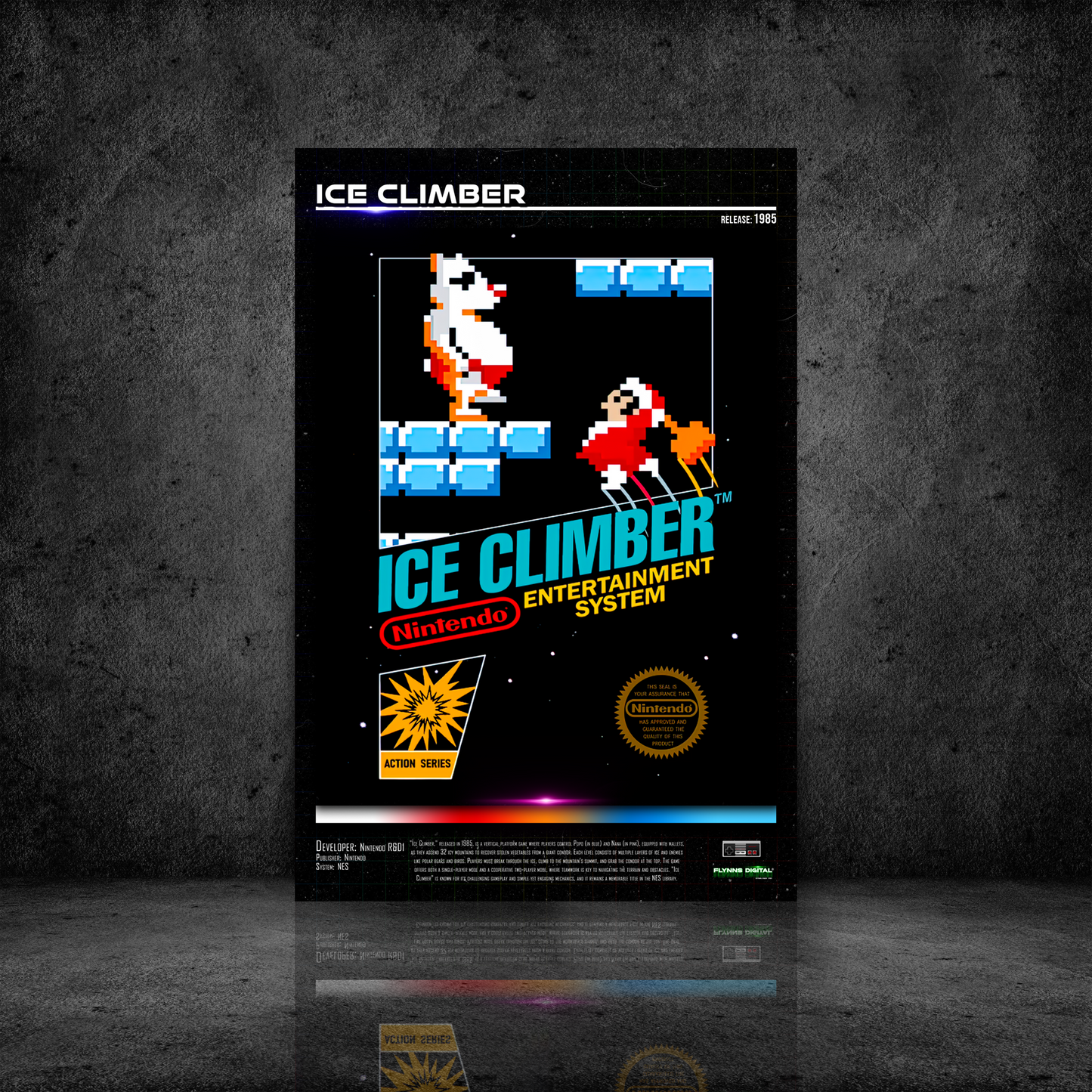 Ice Climber NES Game Cover Art Poster - Retro Flynn