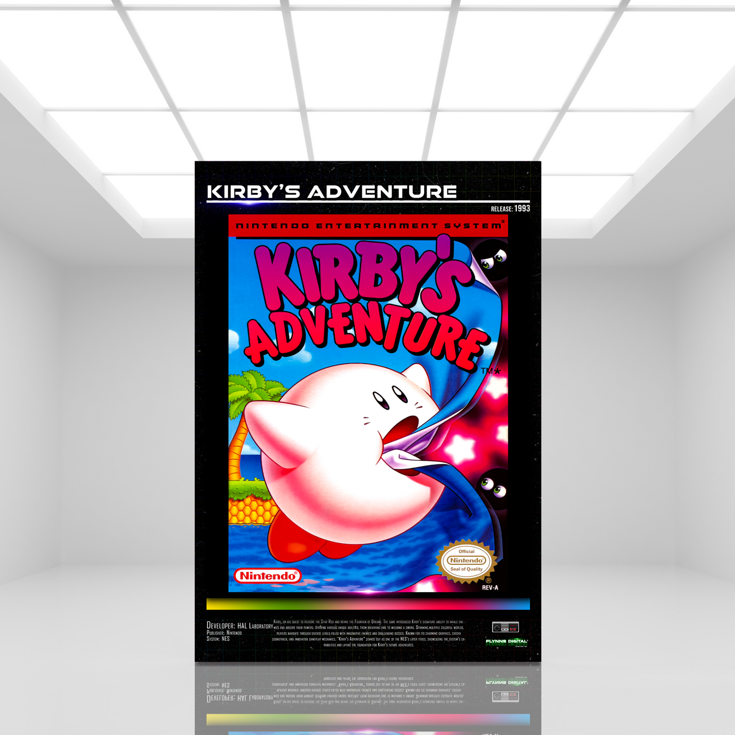 Kirby's Adventure NES Game Cover Art Poster - Retro Flynn