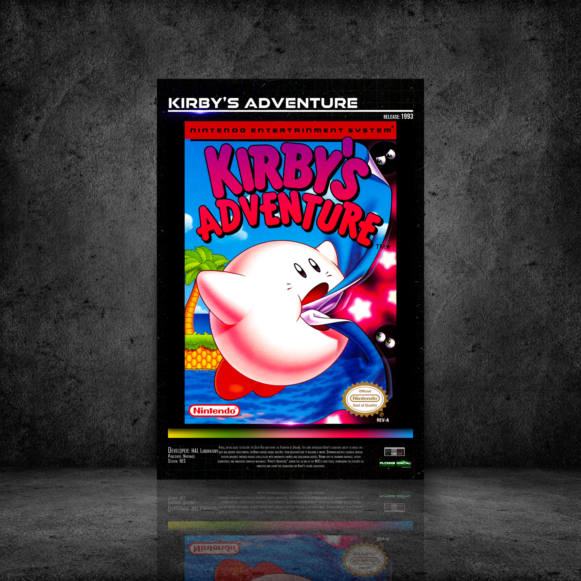 Kirby's Adventure NES Game Cover Art Poster - Retro Flynn