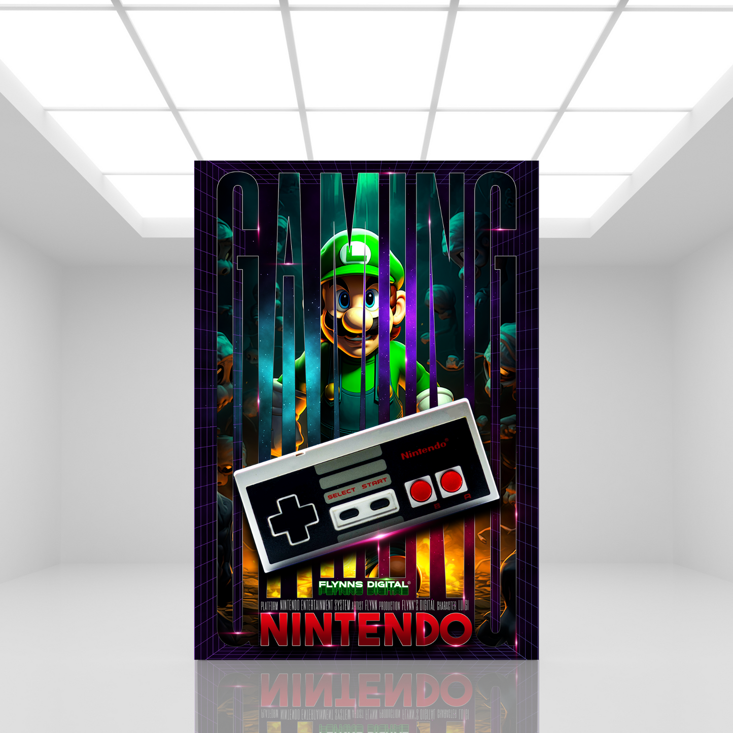 Luigi NES Gaming Poster - Retro Flynn