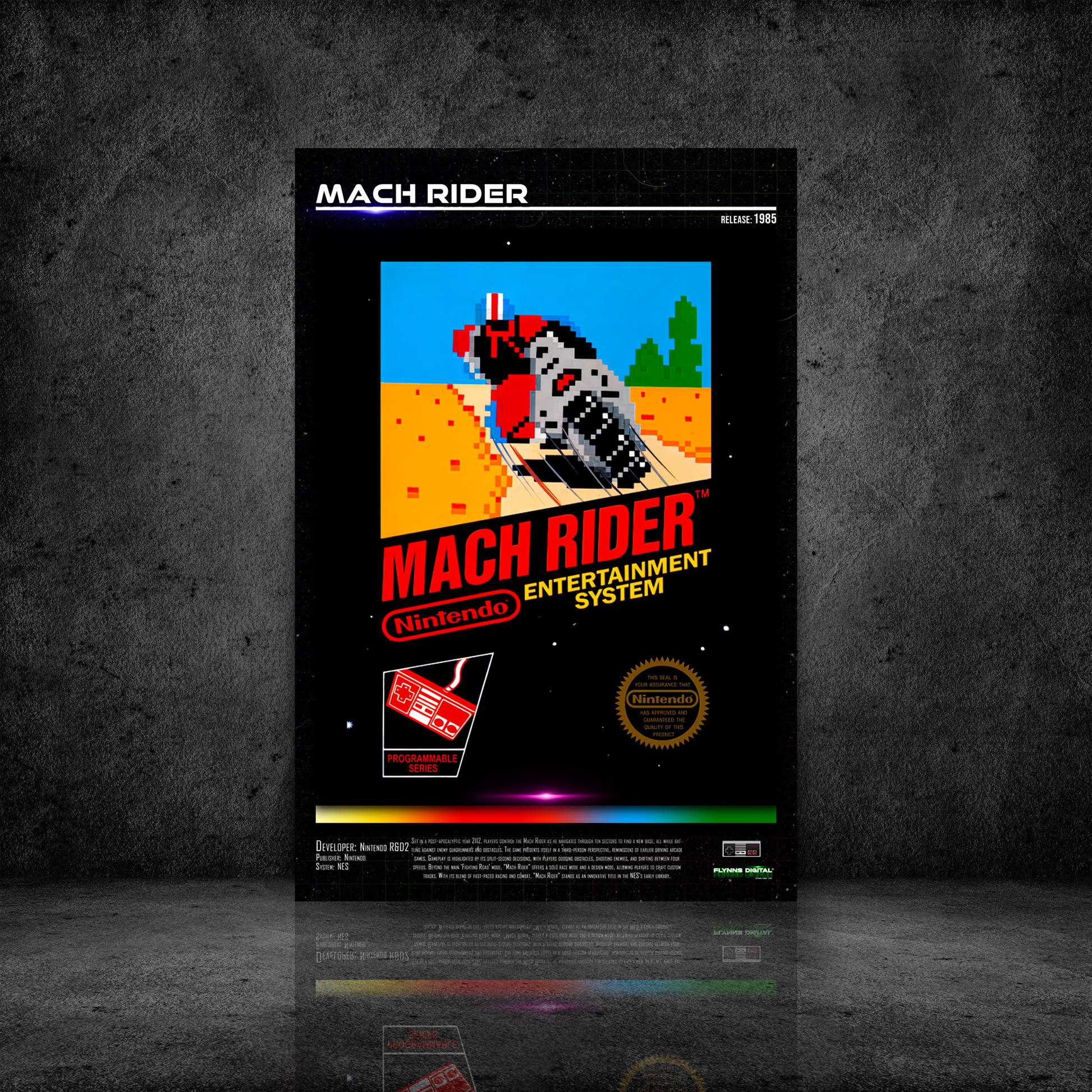 Mach Rider NES Game Cover Art Poster - Retro Flynn