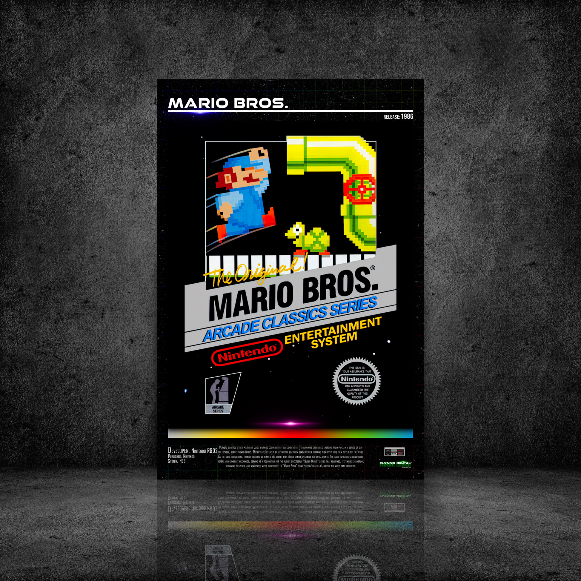 Mario Bros NES Game Cover Art Poster - Retro Flynn