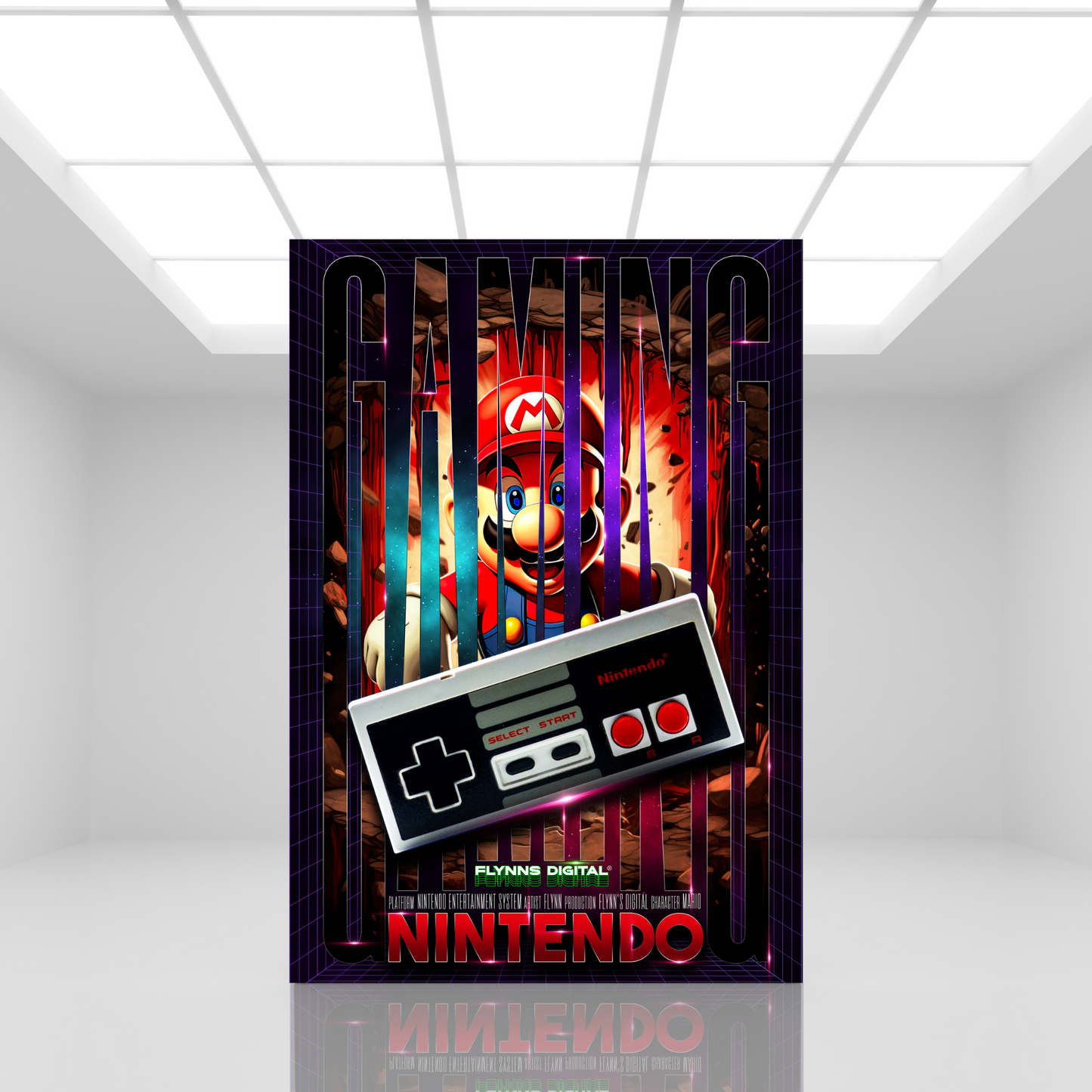 Mario NES Gaming Poster - Retro Flynn