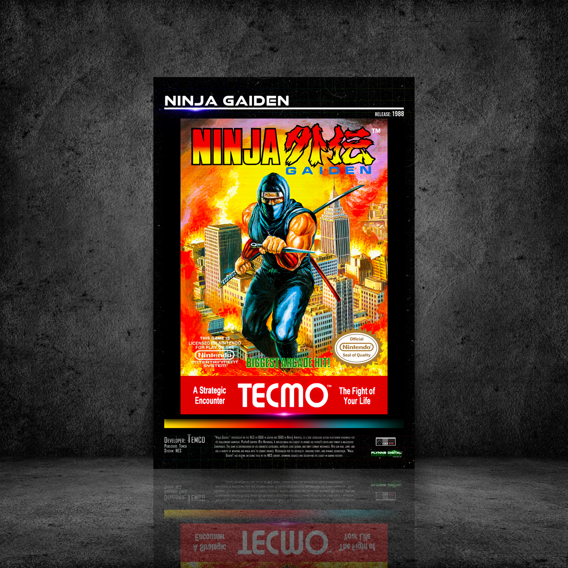 Ninja Gaiden NES Game Cover Art Poster - Retro Flynn