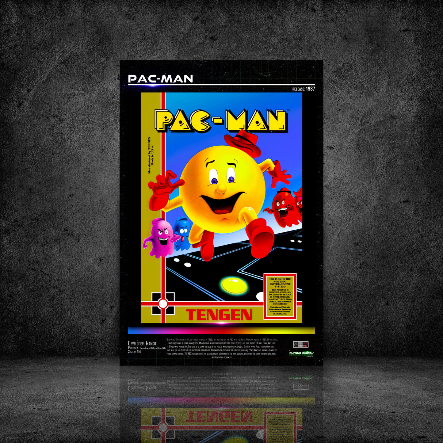 Pac-Man NES Game Cover Art Poster - Retro Flynn