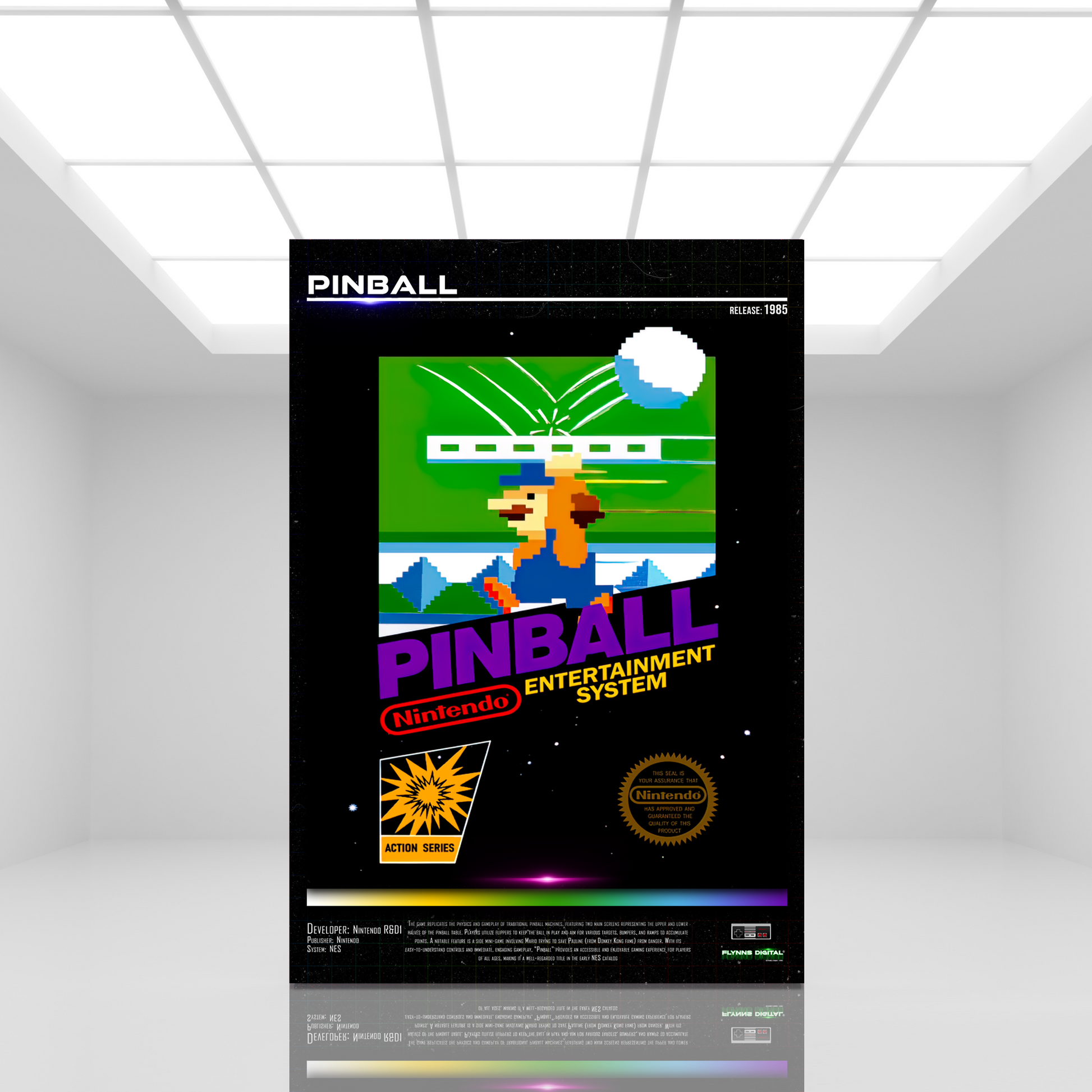 Pinball NES Game Cover Art Poster - Retro Flynn