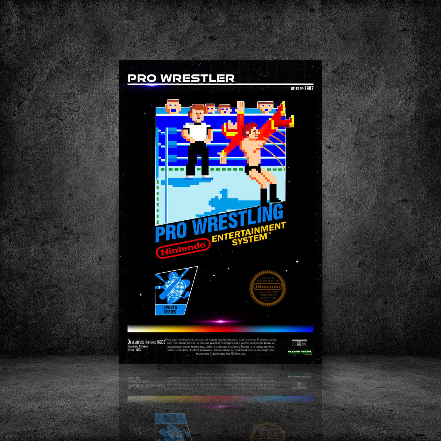 Pro Wrestling NES Game Cover Art Poster - Retro Flynn