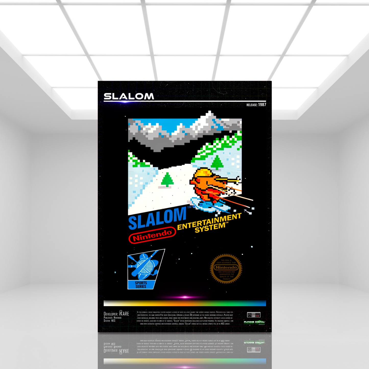 Slalom NES Game Cover Art Poster - Retro Flynn