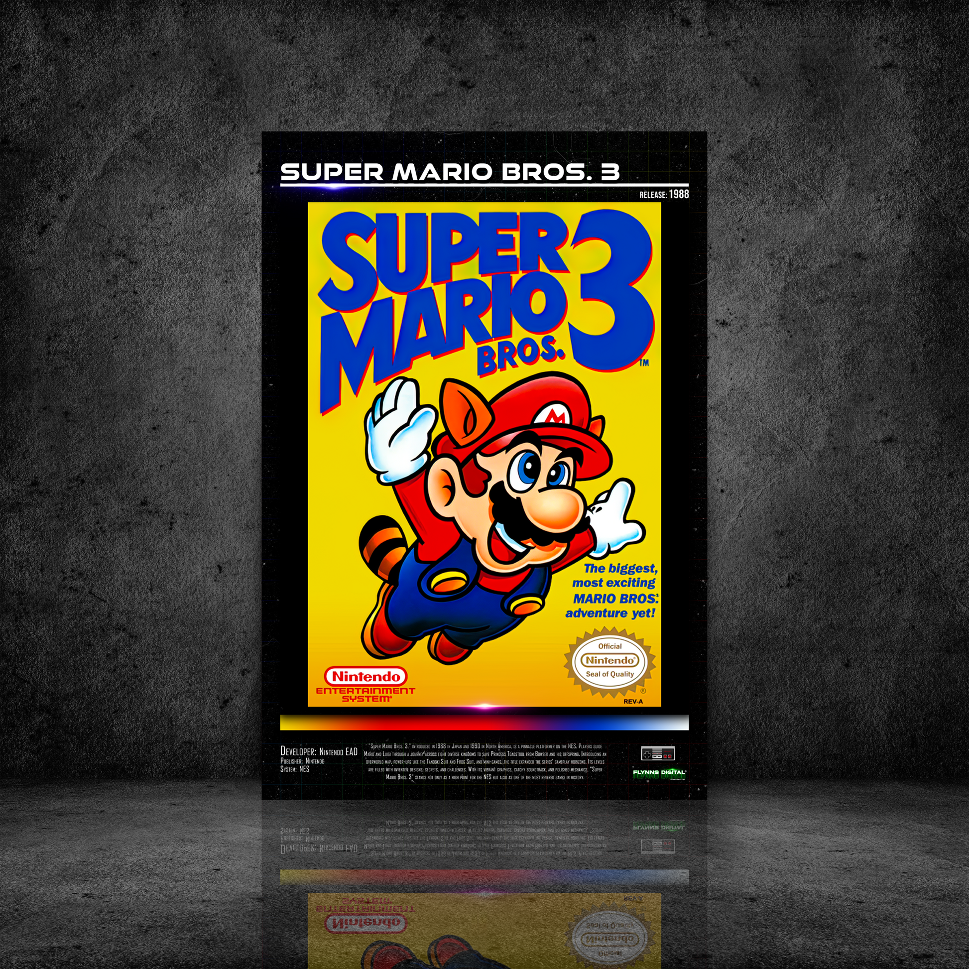 Super Mario Bros. 3 NES Game Cover Art Poster - Retro Flynn