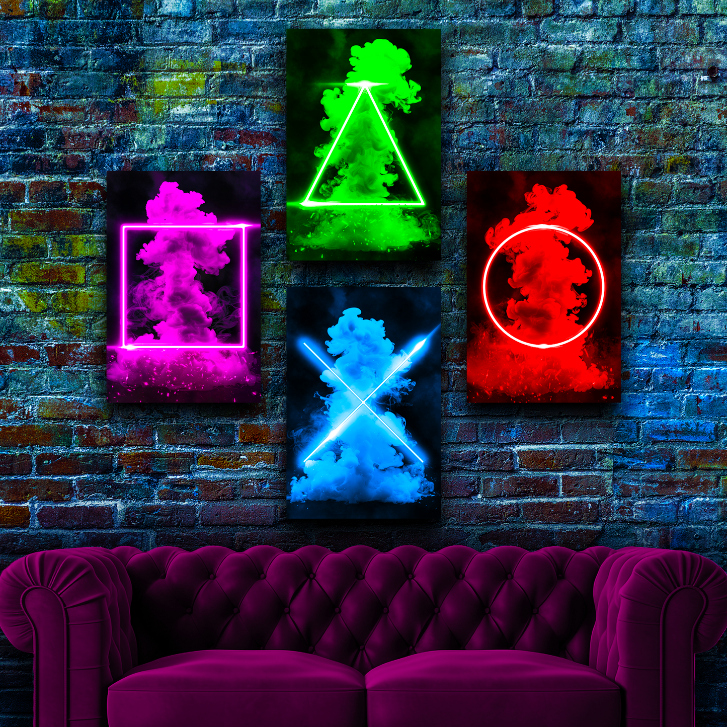 PlayStation Neon Button Posters - Retro Flynn