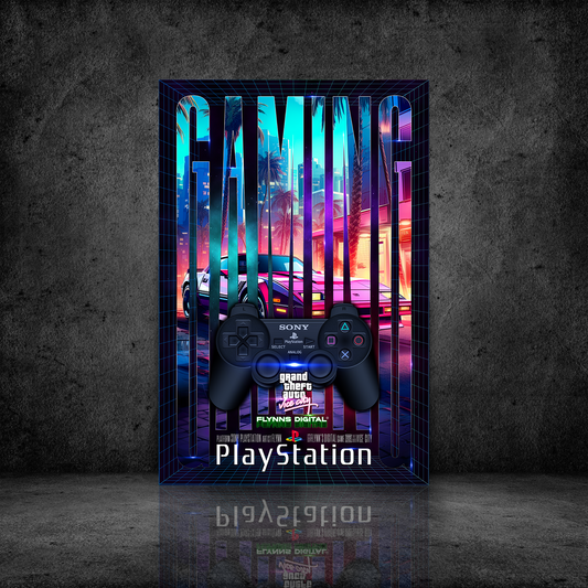 Grand Theft Auto Vice City PlayStation 2 Gamer Poster - Retro Flynn