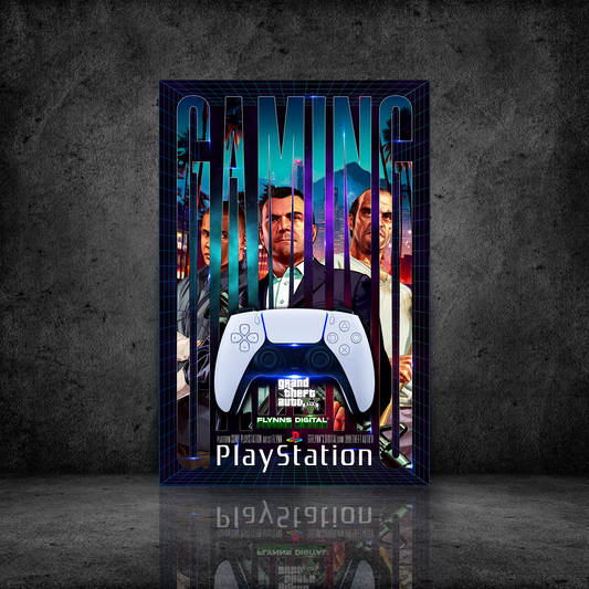 Grand Theft Auto V PlayStation 5 Gamer Poster - Retro Flynn