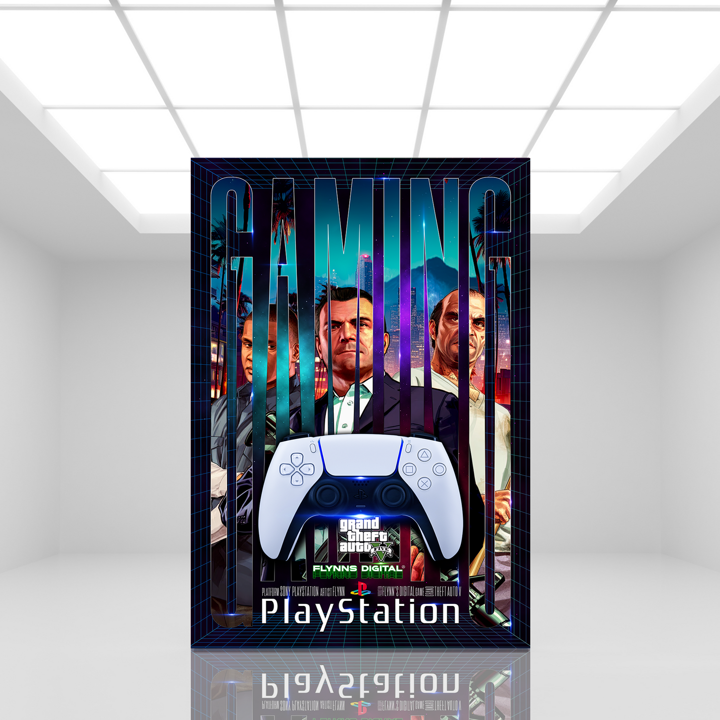 Grand Theft Auto V PlayStation 5 Gamer Poster - Retro Flynn