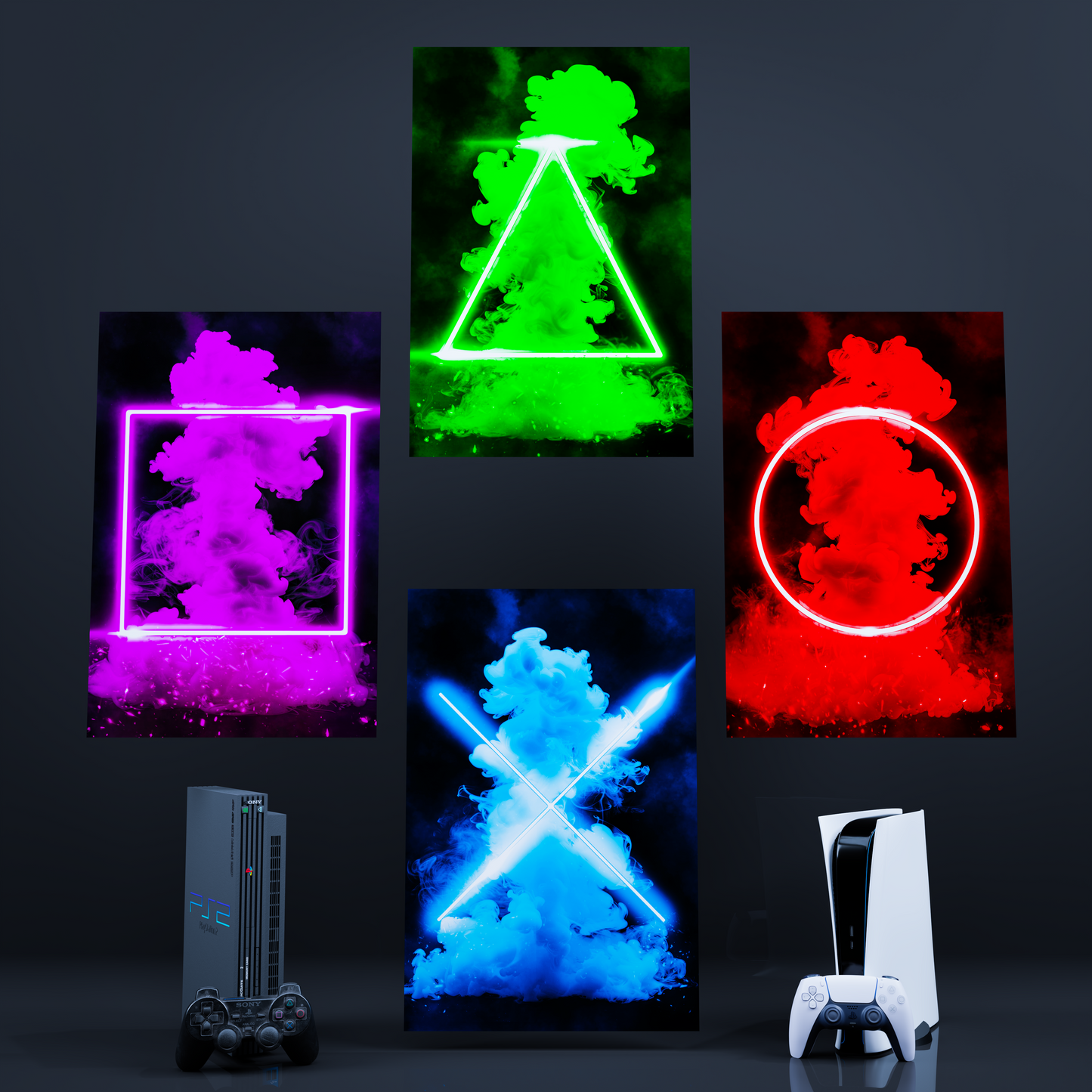 PlayStation Neon Button Posters