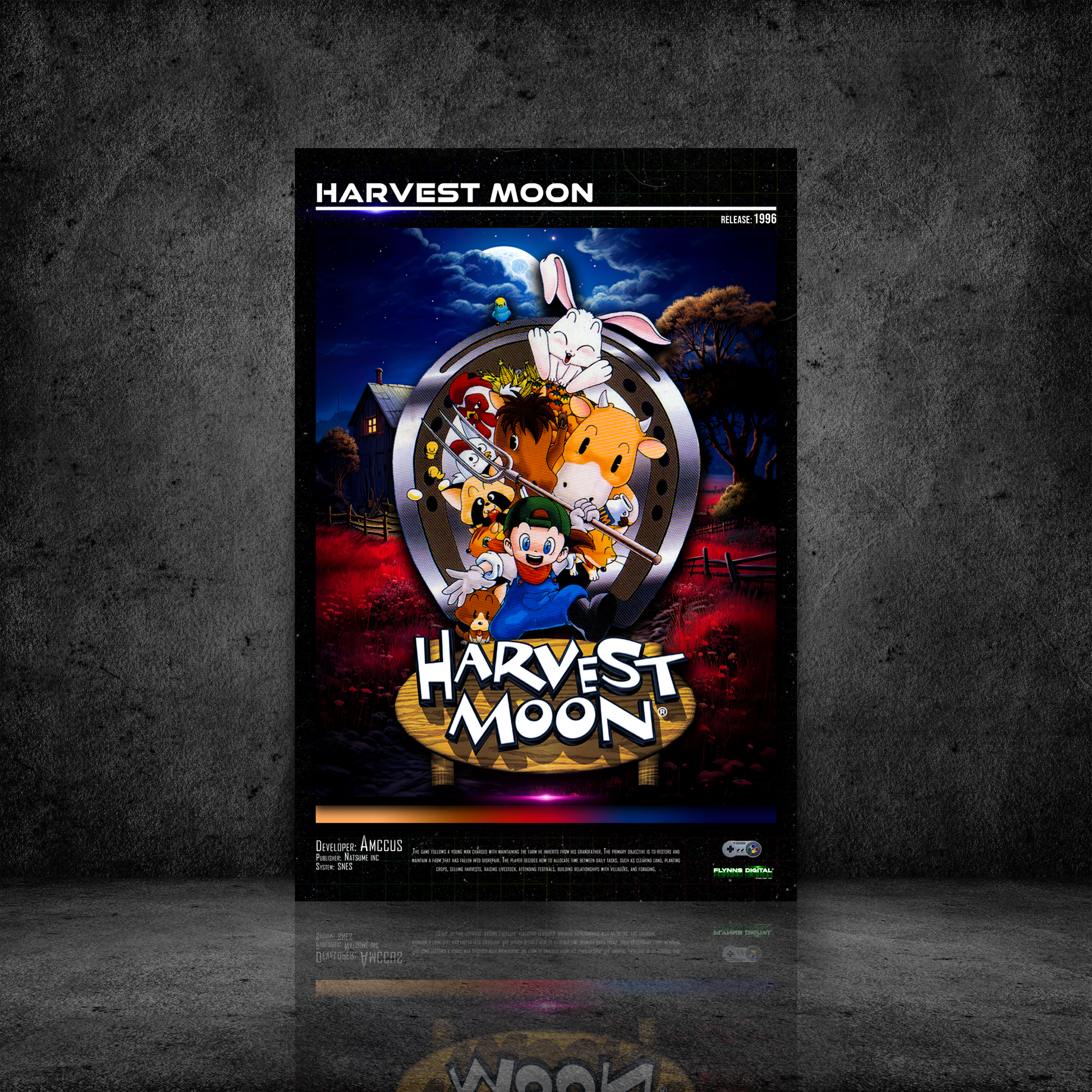 Harvest Moon SNES Gaming Poster - Retro Flynn