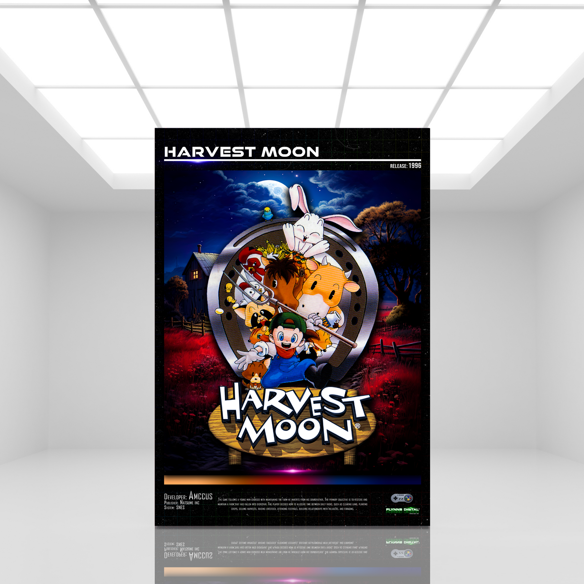 Harvest Moon SNES Gaming Poster - Retro Flynn